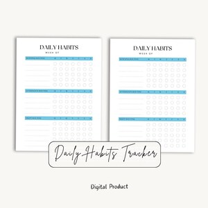 Daily Habit Tracker Digital Printable, to Do List Printable, Today Plan ...