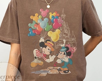 Vintage Mickey Minnie Balloons Comfort Colors Shirt, Magic Kingdom Shirt, Mickey Balloons Tee, Disney Couple Shirt, Disneyland Family Shirt