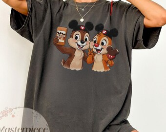 Chip N Dale Mickey Ears Snack Couple T-Shirt, Disney Park Ice Cream Tee, Double Trouble Foodie Shirt