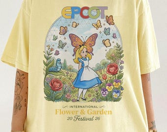Alice in Wonderland Garden T-shirt, EPCOT International Flower and Garden Festival 2026 Tee, EPCOT World Showcase Gift