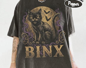Binx Hocus Pocus Halloween Shirt, Spooky Sanderson Sisters Binx Top, Retro Black Cat Halloween Tee