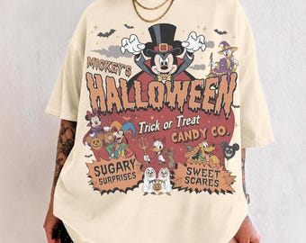Mickey's Halloween T-shirt, Mouse Friends Trick or Treat Pumpkin Bucket Tee, Chip n Dale Ghost Costume Top, Magical Kingdom Fall Trip Wear