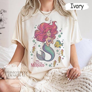 The Little Mermaid Ariel And Flounder Seahorses T-shirt, Disney Princess Ocean Tee, Ariel Princess Shirt image 2