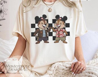 Vintage Chip N Dale Checkered T-shirt, Double Trouble Chip and Dale Tee, Disneyland Trip Outfits