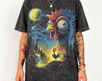 Moana Heihei Howling To The Moon T-Shirt, Magical Kingdom Chicken Tee, 90s Full Moon Animals Top Wear