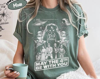 Star Wars May The 4th Be With You Shirt, Vintage Darth Vader Luke Skywalker Leia Tee, Classic Sci-Fi Fan T-Shirt, Star Wars Day Outfits