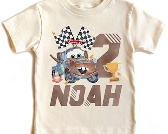 Custom Tow Mater Birthday Shirt, Pixar Cars Birthday Tee, Personalized Age & Name T-Shirt, Kids Race Car Birthday Outfit