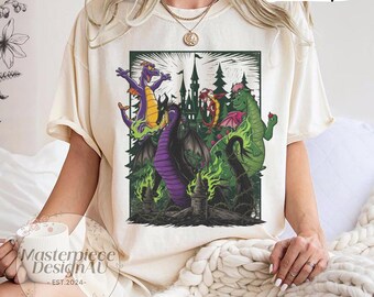 Retro Disney Dragons T-Shirt,  Maleficent Figment Mushu and Elliott T-Shirt, Disneyland 2026 Trip Tee