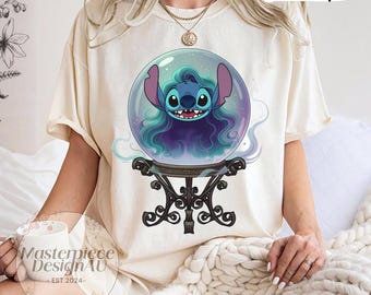 Madame Leota Stitch T-Shirt, Haunted Mansion Crystal Ball Lilo Friend Tee, Spooky Halloween Ghost Stitch Shirt