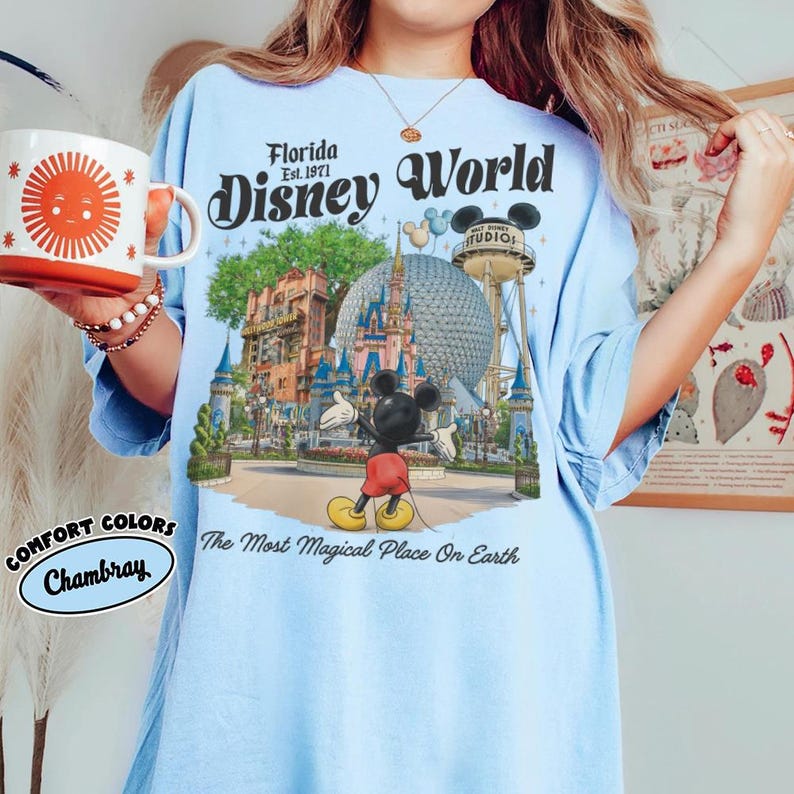 Mickey Mouse Disney World Florida 1971 T-shirt, The Most Magical Place On Earth Tee, Disney 4 Parks Trip Shirt image 6