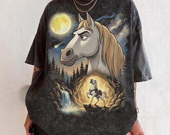 Tangled Maximus Horse Howling To The Moon T-shirt, Rapunzel Maximus Horse Full Moon Tee, 90s Animals Kingdom Top Wear