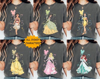 Custom Disney Princess Balloon Shirt, Sparkle Moana Tiana Belle Aurora Tee, Disney Princess Outfit, Disneyland Trip T-Shirt