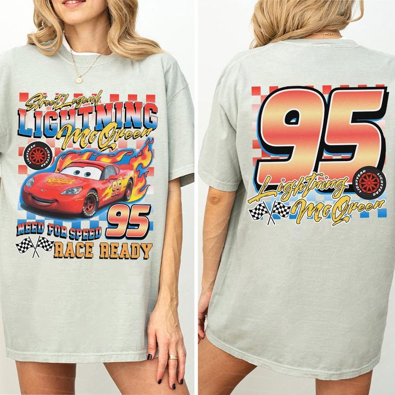 Camiseta de Rayo McQueen de Cars de doble cara del 95, camiseta de carreras de Disney Street Legend, conjunto de Pixar Cars imagen 7