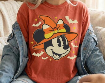 Vintage Minnie Mouse Witch Halloween Shirt, Spooky Disney Minnie Autumn T-Shirt