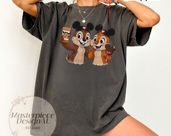 Chip N Dale Mickey Ears Snack Couple T-Shirt, Disney Park Ice Cream Tee, Double Trouble Foodie Shirt