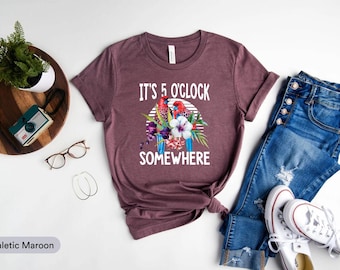 Camiseta "Son las 5 en algún lugar", camiseta "Hora feliz", camiseta "Las cinco en punto", camiseta de playa, camiseta de crucero, camiseta de fiesta, camiseta de verano en algún lugar