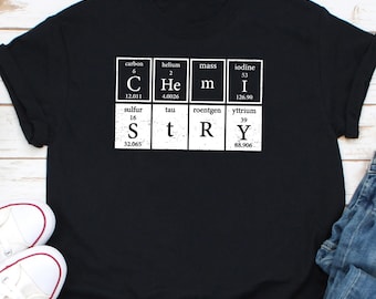 Camisa de química, camisa de tabla periódica, camisa de elemento de tabla periódica, camisa de metales pesados, camisa de símbolos de elementos, camisa de estudiante de ciencias