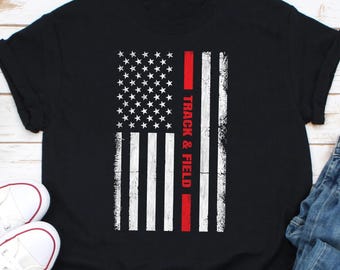 Track & Field USA Flag T-Shirt, American Track and Field Tee, US Track and Field Shirt, Track and Field Athlete Shirt Gift, Track and Field