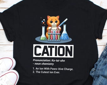 カチオン、おもしろ化学スウェットシャツ、猫好き、おもしろ化学ギフト、猫スウェットシャツ、科学パーカー、子猫、化学教師、研究室