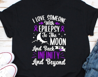 J'aime quelqu'un avec une chemise contre l'épilepsie, mois de la sensibilisation à l'épilepsie, épilepsie, soutien à l'épilepsie, ruban de l'épilepsie, guerrier de l'épilepsie