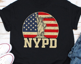 Camiseta con la bandera estadounidense del NYPD, camiseta de patrulla policial, camiseta de la policía de EE. UU., camiseta del Departamento de Policía de Nueva York, camiseta de la línea azul, regalo de policía, camiseta de policía