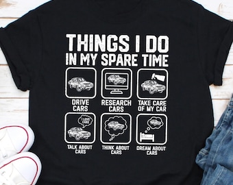 暇なときにやることおもしろシャツ、車好きのTシャツ、車好きへのギフト、誕生日ギフトTシャツ、夫、父親、お父さんへのギフト、マッスルカーTシャツ