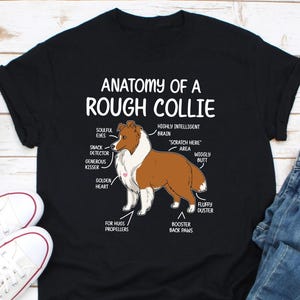 Anatomy Of A Rough Collie Shirt, Rough Collie Dog Shirt, Dog Mom, Dog Dad, Dog Owner Shirt, Vintage Dog Shirt, Dog Lover Tee, Cute Dog Tee