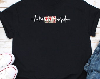 Camisa de latido del corazón de póquer, camisa de cartas de póquer, camisa de juego de cartas de comparación, regalo para jugadores de póquer, camisa de juego de apuestas de cartas, camisa de jugador de cartas