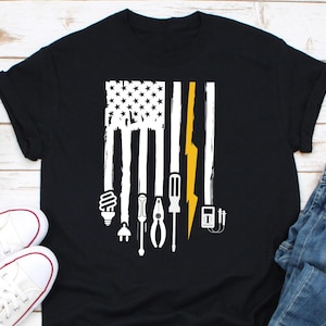 Electrician US Flag Tools for Electricians Shirt, Electrician Shirt, Electrician Dad Shirt, US Electrician Patriotic Shirt Gift, Electrician