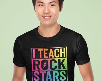 J'enseigne la chemise des stars du rock, la chemise Love, la chemise de l'espace des enseignants, la chemise de l'appréciation des enseignants, la chemise de professeur de sciences, la chemise de professeur de l'espace
