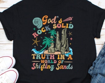 Chemise La vérité solide de Dieu dans un monde de sables mouvants, chemise d'école biblique de vacances, chemise VBS, chemise de vers de la Bible, chemise christianisme