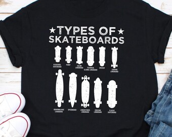 Type Of Skateboards Skateboarding Vintage T-Shirt, Cool Skate Boarding Fan Gift, Skateboarder Tricks Lover Present, Skateboarders Performing