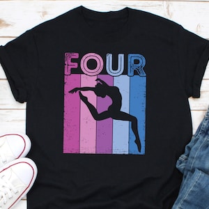 Camisa de gimnasta de cuatro años, camisa de 4º cumpleaños de gimnasia, hago camisa de gimnasia, ama la camisa de gimnasia, camisa de vida de gimnasia