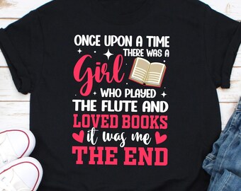 Érase una vez una niña que tocaba la flauta y amaba los libros. Era yo. Camiseta, camiseta de ratón de biblioteca, camiseta de bibliotecario, camiseta de amante de los libros