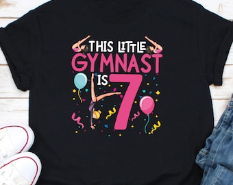 Shirt This Little Turner Is 7, shirt sportmeisje, shirt turnster, shirt turnster, shirt turnen, cadeau turnen, turnliefhebber, I Am gymnastiekshirt