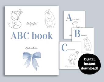 Baby shower ABC book |  Babys first ABC book | ABC coloring book | Baby alphabet book | Baby shower guest book | Baby guest book