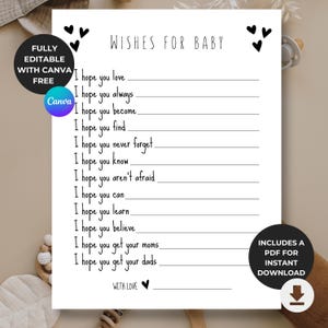 Carte de vœux neutres/minimalistes pour bébé | Baby shower/jeux révélateurs de genre | Conseils bébé | Modèle modifiable | Imprimable à téléchargement immédiat