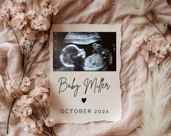 Baby Girl Digital Pregnancy Announcement Editable Social Media Template | Pastel Pink Wildflowers Gender Reveal | Simple Modern Minimalist