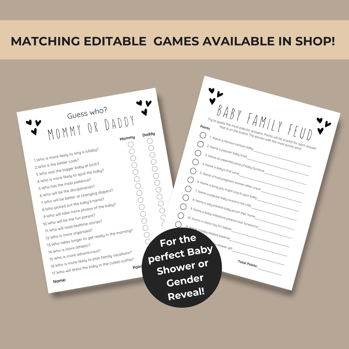 30 Carte Da Gioco Per Baby Shower 'Would Mommy Rather?' – Inglese, Minimalismo Bianco, Per Rivelazione Di Genere