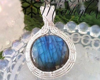 Pendant with a marvelous Blue Labradorite and Sterling Silver - Witch Pendant - Gemstone pendant - Pagan Necklace - Handmade Jewelry