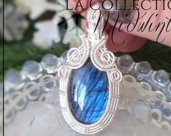 Witch Pendant with a beautiful Blue Labradorite and in Sterling Silver