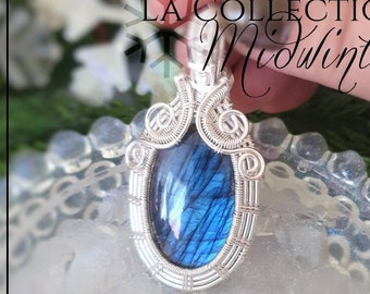 Witch Pendant with a beautiful Blue Labradorite and in Sterling Silver