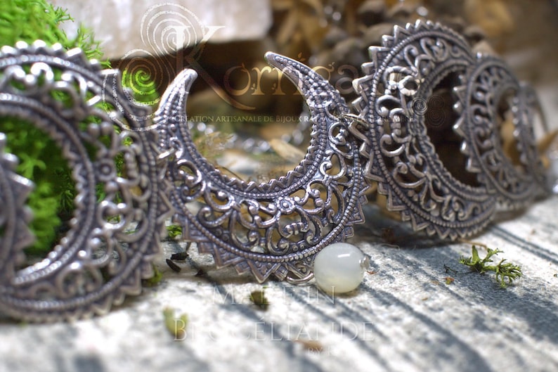 Wicca Moon Triple Goddess Circlet Belisama Tiara Diadem Triple Moon Pagan Real Moonstone Mother Goddess