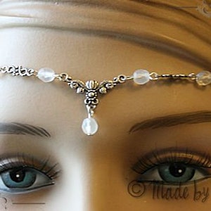 Elfen Celtic Tiara Necklace Circlet Clear Fairy - Silver color and Choose your Beads Colors