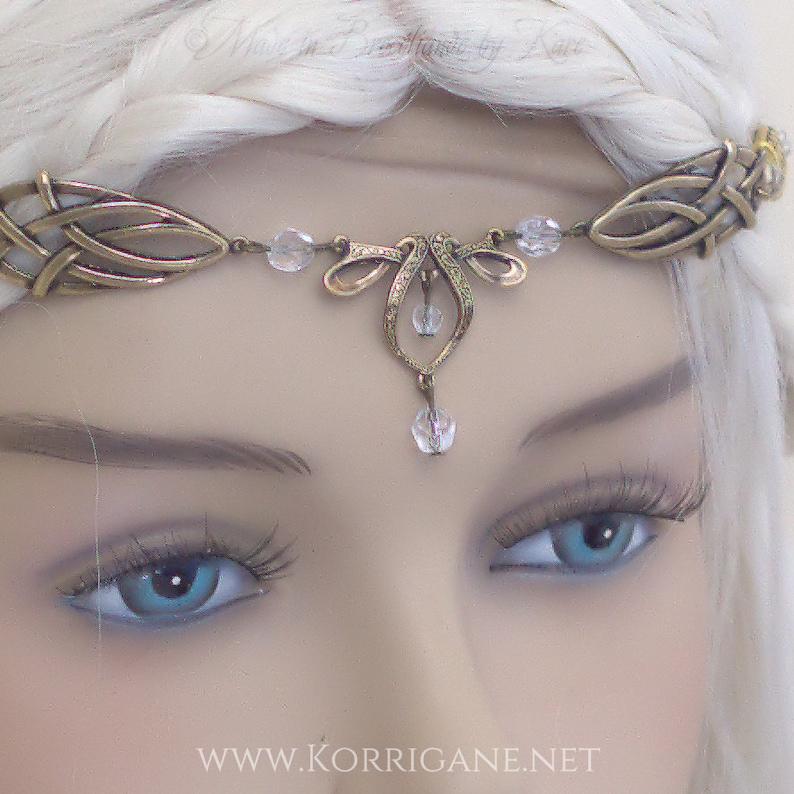 Érin Celtic Circlet Medieval Faery Tiara Bronze Pagan and fairy Circlet Choose your Beads Color Crystal