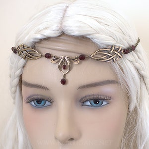 Érin Celtic Circlet Medieval Faery Tiara Bronze Burgundy Garnet image 5