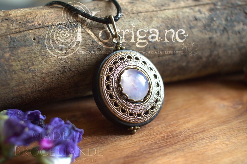 Brass Pagan Wood Pendant Wicca Talisman Gift Amulet Protection Necklace Pendant /'Amddiffyn/' Pink Quartz