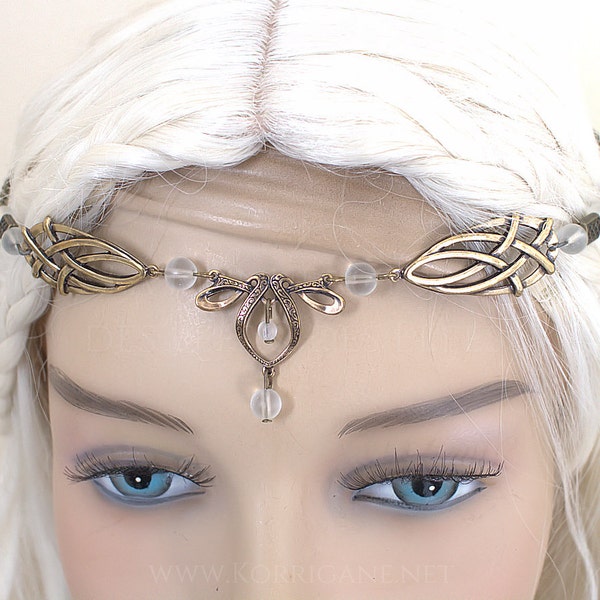 Érin Celtic Circlet Medieval Faery Tiara Bronze Frosted White