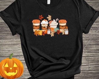 Spooky Pumpkin Latte T-Shirt: Halloween Coffee Lover Fall Tee