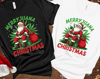 Funny Merryjuana Christmas T-Shirt | Santa Weed Holiday Tee
